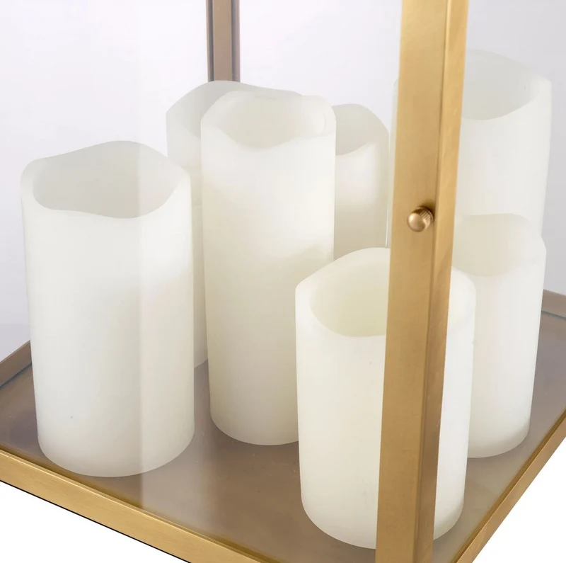 Casa Padrino Luxus Tischleuchte Antik Messing 35 x 35 x H. 65 cm - Metall Schreibtschleuchte mit Tragegriff und Lampenschirmen in Kerzenform - Luxus Leuchten - Luxus Möbel - Luxus Interior