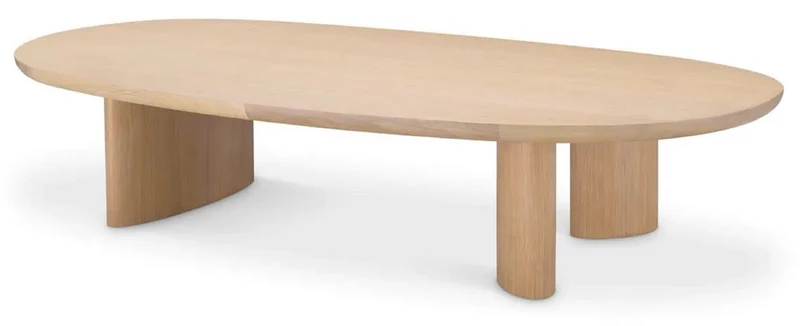 Casa Padrino Luxus Couchtisch Naturfarben 168,5 x 86,5 x H. 35,5 cm - Ovaler Massivholz Wohnzimmertisch - Wohnzimmer Möbel - Luxus Möbel - Luxus Einrichtung