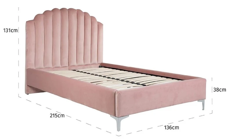 Casa Padrino Luxus Art Deco Doppelbett Rosa / Silber 136 x 215 x H. 131 cm - Massivholz Bett mit edlem Samtstoff - Luxus Schlafzimmer Möbel - Hotel Möbel - Art Deco Möbel