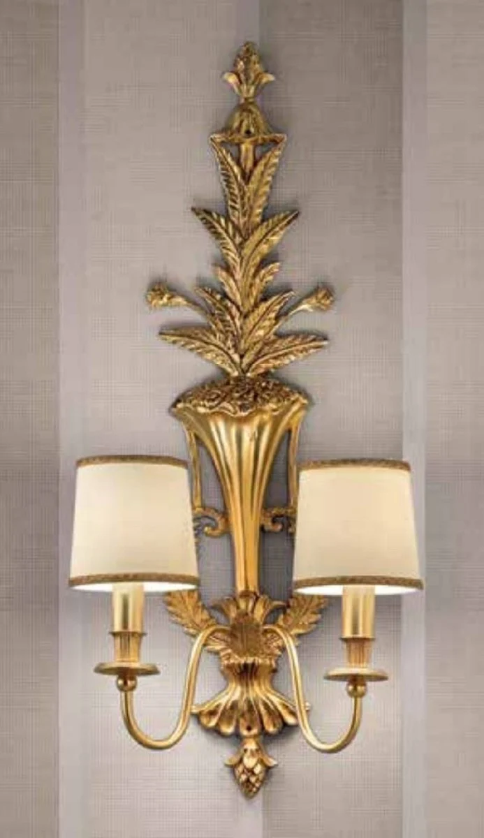 Casa Padrino Luxus Barock Doppel Wandleuchte Gold / Elfenbein 40 x 25 x H. 75 cm - Prunkvolle Wandlampe im Barockstil - Barock Leuchten - Edel & Prunkvoll - Luxus Qualität - Made in Italy