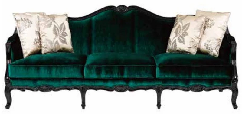 Casa Padrino Luxus Barock Sofa Grün / Schwarz - Prunkvolles Wohnzimmer Sofa - Barockstil Wohnzimmer Möbel - Luxus Möbel im Barockstil - Barock Einrichtung - Edel & Prunkvoll