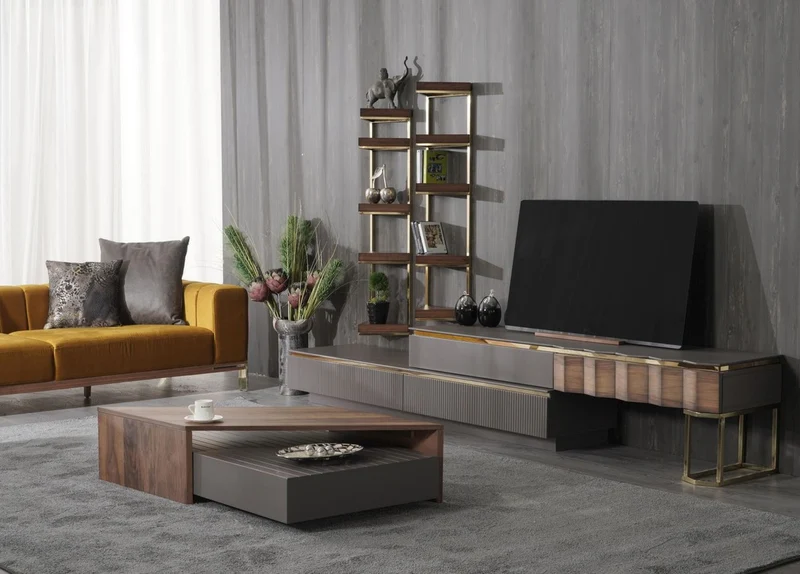 Casa Padrino Luxus Couchtisch Braun / Grau 130 x 80 x H. 32 cm - Rechteckiger Massivholz Wohnzimmertisch - Wohnzimmer Möbel - Luxus Möbel - Luxus Einrichtung