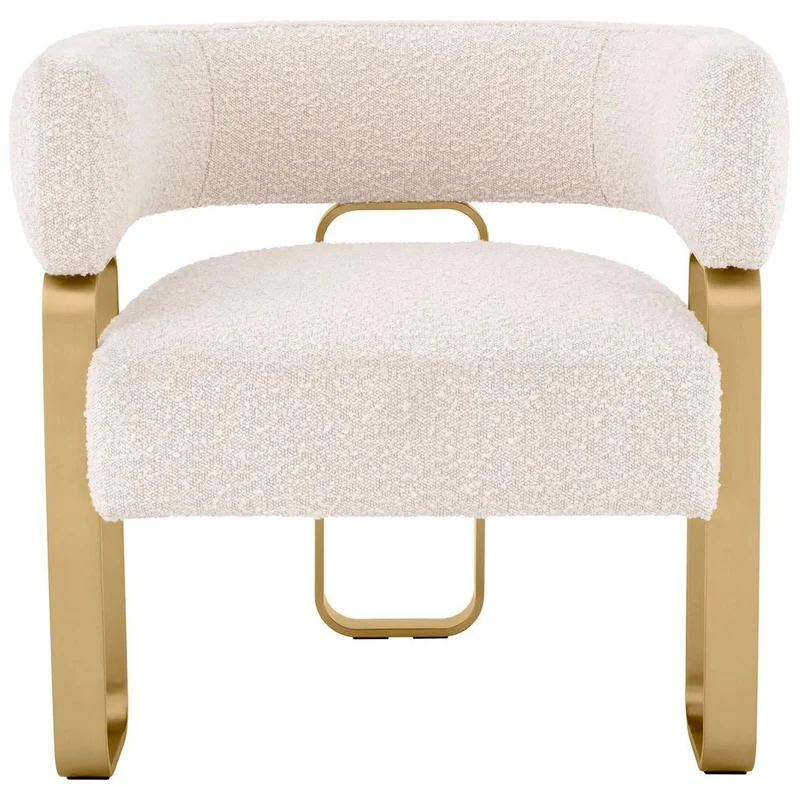 Casa Padrino Luxus Sessel Creme / Messing 73 x 66 x H. 70 cm - Wohnzimmer Sessel - Hotel Sessel - Wohnzimmer Möbel - Luxus Möbel - Wohnzimmer Einrichtung - Luxus Einrichtung - Möbel Luxus