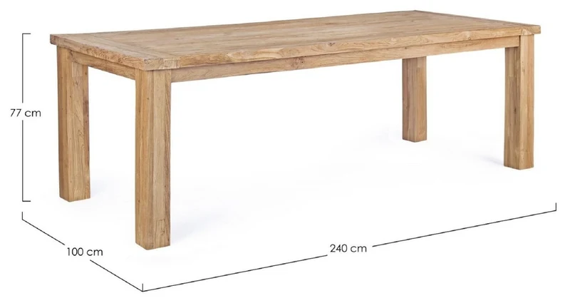Casa Padrino Luxus Gartentisch Naturfarben 240 x 100 x H. 77 cm - Rechteckiger Garten Esstisch aus recyceltem Teakholz - Teakholz Garten Möbel - Luxus Garten Möbel