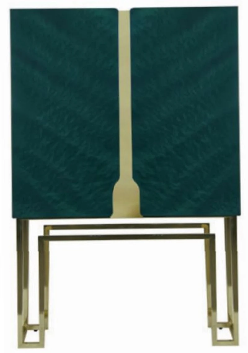 Casa Padrino Luxus Barschrank Grün / Gold / Rot 110 x 44 x H. 167 cm - Weinschrank mit 2 Türen - Wohnzimmer Möbel - Bar Möbel - Hotel Möbel - Luxus Kollektion