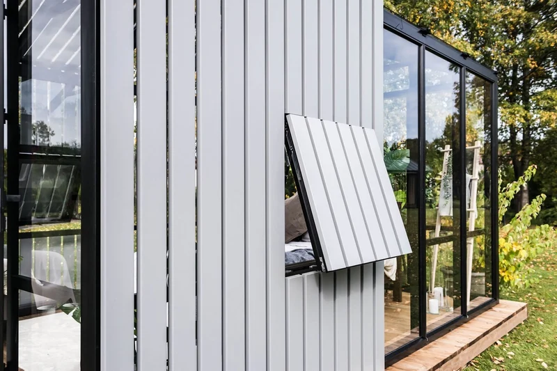 Casa Padrino Luxus Gartenhaus Schwarz / Grau 400 x 300 x H. 276,2 cm - Massivholz Garten Haus mit Glasfenstern und Glastüren - Gewächshaus - Luxus Gartenhäuser - Luxus Gewächshäuser