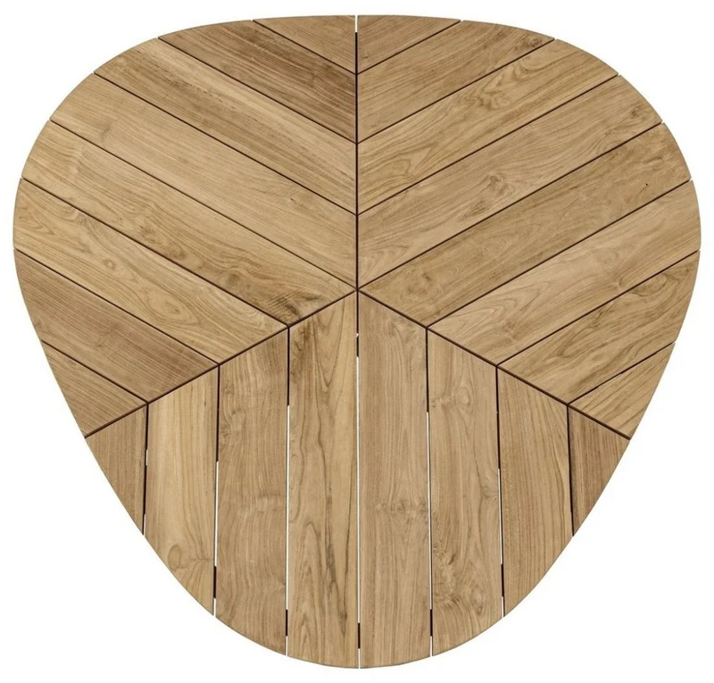 Casa Padrino Luxus Gartentisch Naturfarben / Weiß Ø 160 x H. 77 cm - Garten Esstisch mit Teakholz Tischplatte und Aluminium Beinen - Garten & Terrassen Tisch - Luxus Garten & Terrassen Möbel