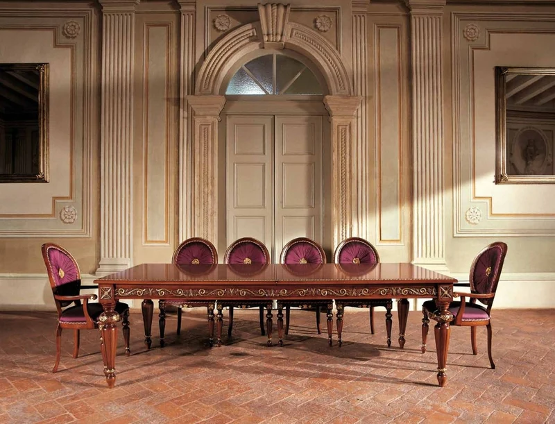 Casa Padrino Luxus Barock Esszimmer Stuhl Set Lila / Braun / Gold - Handgefertigtes Küchen Stühle 6er Set - Luxus Esszimmer Möbel im Barockstil - Barock Möbel - Luxus Qualität - Made in Italy