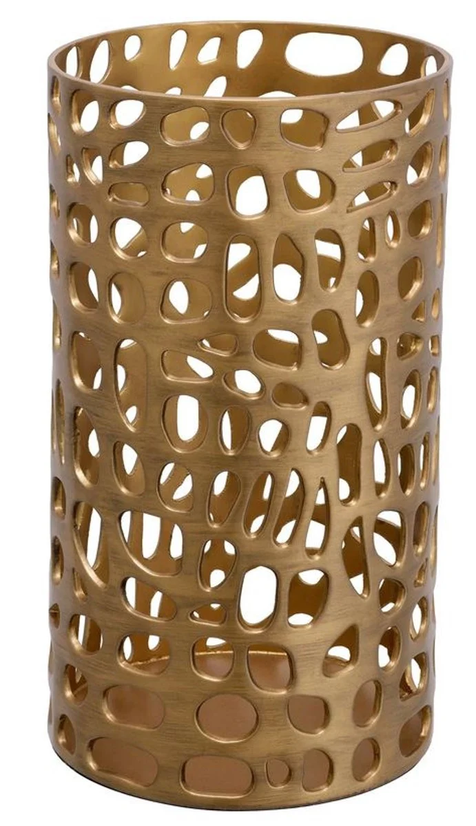 Casa Padrino Designer Windlicht / Kerzenleuchter Messing Finish ø 23 x H. 41,5 cm - Luxus Windlicht