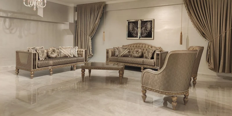 Casa Padrino Luxus Barock Sofa Gold / Grau / Gold - Prunkvolles Wohnzimmer Sofa - Barockstil Wohnzimmer Möbel - Barock Einrichtung - Luxus Möbel im Barockstil - Edel & Prunkvoll