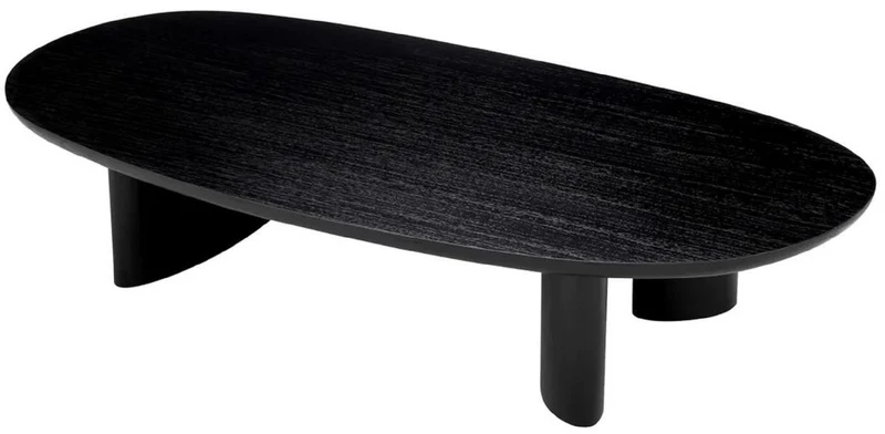 Casa Padrino Luxus Couchtisch Schwarz 168,5 x 86,5 x H. 35,5 cm - Ovaler Massivholz Wohnzimmertisch - Wohnzimmer Möbel - Luxus Möbel - Luxus Einrichtung