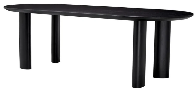 Casa Padrino Luxus Esstisch Schwarz 244 x 109,5 x H. 77 cm - Ovaler Massivholz Küchentisch - Esszimmer Möbel - Küchen Möbel - Luxus Möbel - Luxus Einrichtung