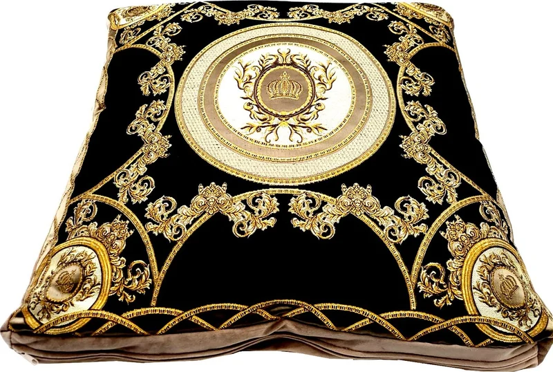 Harald Glööckler Luxus Deko Kissen Pompöös by Casa Padrino Schwarz / Creme / Braun / Gold - Glööckler Kissen - Designer Zierkissen - Harald Glööckler Designer Deko Accessoires - Luxus Qualität