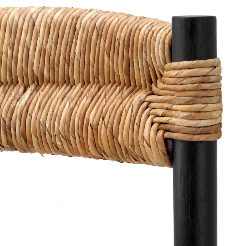Casa Padrino Luxus Esszimmer Stuhl Schwarz / Naturfarben 54 x 62,5 x H. 80,5 cm - Massivholz Küchen Stuhl - Esszimmer Möbel - Luxus Möbel - Esszimmer Einrichtung - Luxus Einrichtung