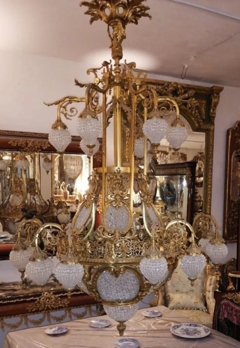 Casa Padrino Luxus Barock Kristall Kronleuchter Gold - Prunkvoller Barockstil Hotel Kronleuchter - Wohnzimmer Kronleuchter - Barock Kristall Leuchten - Barock Interior - Edel & Prunkvoll