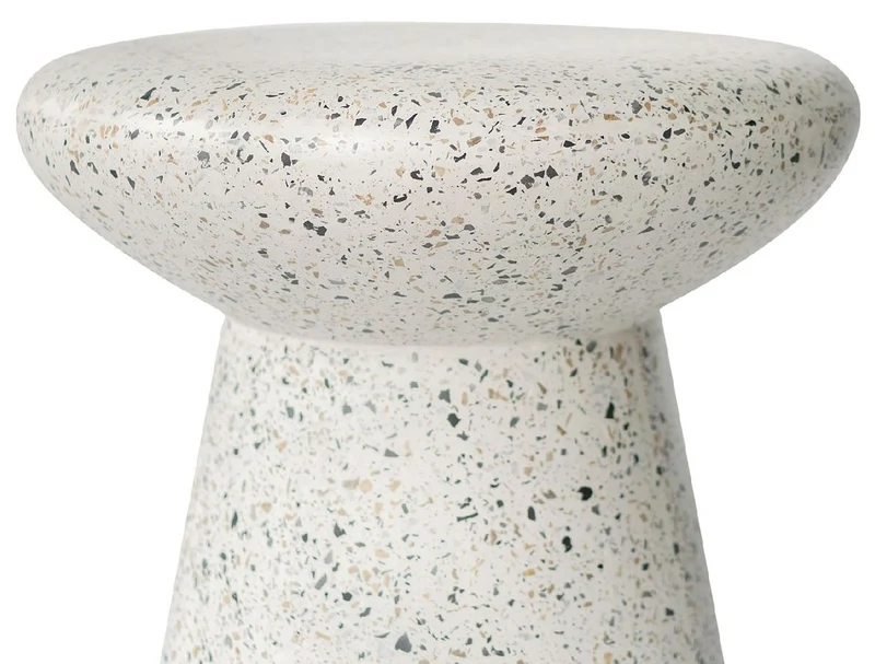 Casa Padrino Luxus Beistelltisch / Hocker Weiß Ø 50 x H. 47 cm - Runder Beton Tisch / Sitzhocker - Wohnzimmer Möbel - Luxus Möbel - Beton Möbel - Luxus Einrichtung - Wohnzimmer Einrichtung
