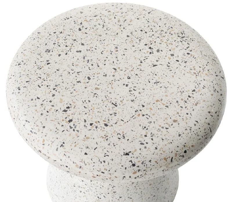 Casa Padrino Luxus Beistelltisch / Hocker Weiß Ø 50 x H. 47 cm - Runder Beton Tisch / Sitzhocker - Wohnzimmer Möbel - Luxus Möbel - Beton Möbel - Luxus Einrichtung - Wohnzimmer Einrichtung