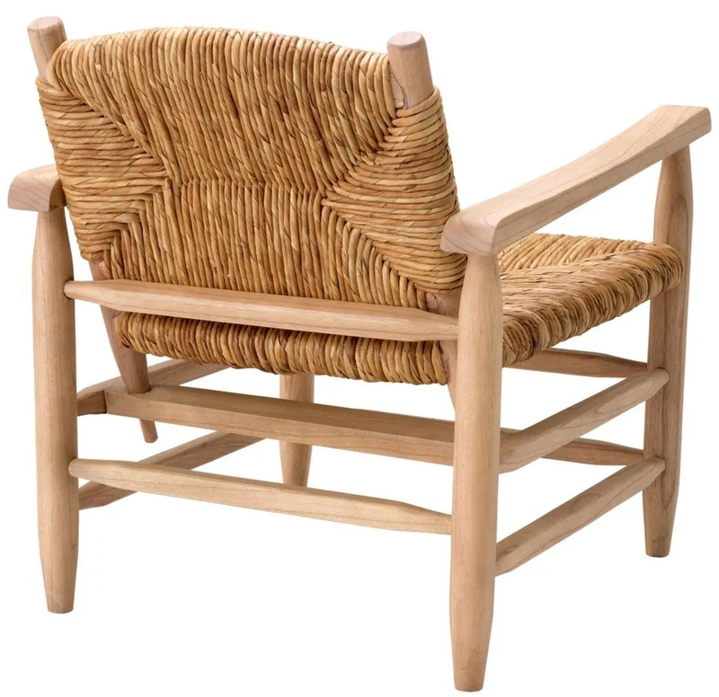 Casa Padrino Luxus Sessel Naturfarben 60,5 x 74 x H. 71 cm - Wohnzimmer Sessel - Hotel Sessel - Wohnzimmer Möbel - Luxus Möbel - Wohnzimmer Einrichtung - Luxus Einrichtung - Möbel Luxus