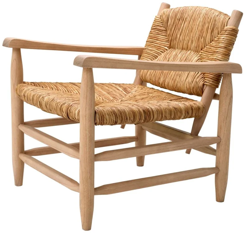 Casa Padrino Luxus Sessel Naturfarben 60,5 x 74 x H. 71 cm - Wohnzimmer Sessel - Hotel Sessel - Wohnzimmer Möbel - Luxus Möbel - Wohnzimmer Einrichtung - Luxus Einrichtung - Möbel Luxus
