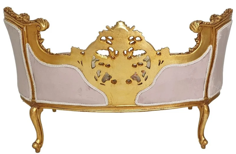 Casa Padrino Barock Sofa Rosa / Beige / Mehrfarbig / Gold - Prunkvolles Wohnzimmer Sofa im Barockstil - Wohnzimmer Möbel im Barockstil - Barock Möbel - Barock Einrichtung