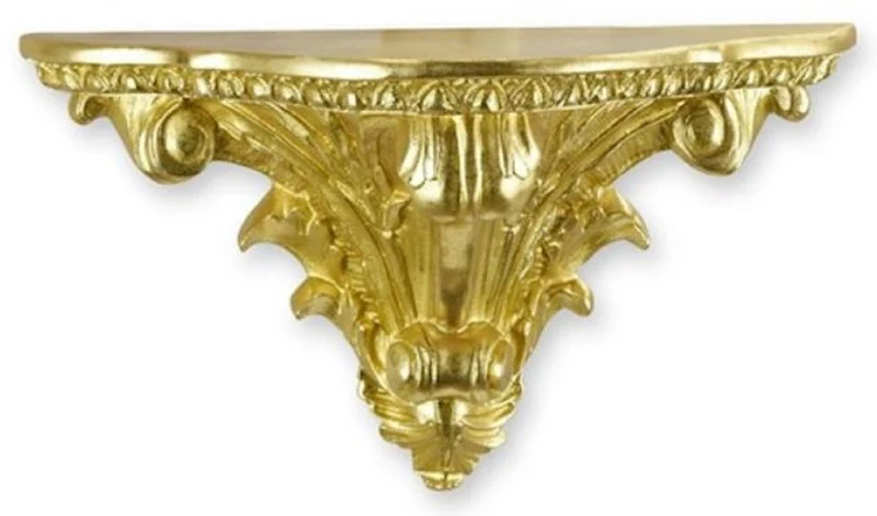 Casa Padrino Barock Kunstharz Wandkonsole Gold 35,8 x 16 x H. 20 cm - Polyresin Wanddeko Konsole im Barockstil - Barock Deko Accessoires - Barock Möbel - Barock Interior