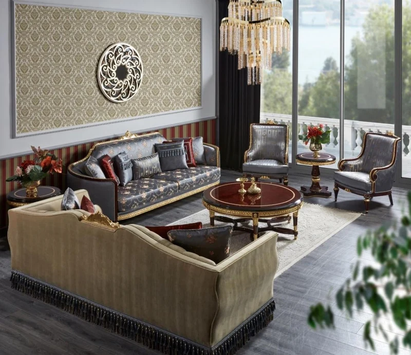 Casa Padrino Luxus Barock Couchtisch Dunkelbraun / Gold - Runder Massivholz Wohnzimmertisch im Barockstil - Luxus Wohnzimmer Möbel im Barockstil - Barock Möbel - Edel & Prunkvoll