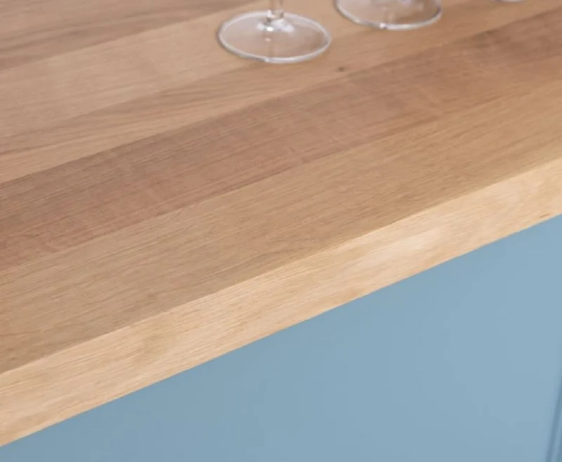 Casa Padrino Landhausstil Bar Theke Hellblau / Naturfarben 180 x 68 x H. 120 cm - Massivholz Thekentisch - Massivholz Barmöbel - Barmöbel im Landhausstil - Landhausstil Einrichtung