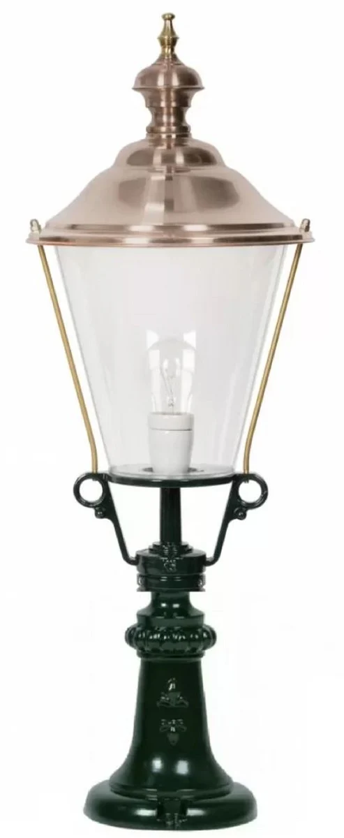 Casa Padrino Jugendstil Garten Stehleuchte Grün / Kupfer Ø 29 x H. 87 cm - Gartenlaterne - Gartenleuchte - Nostalgische Garten Beleuchtung - Nostalgische Garten Leuchten