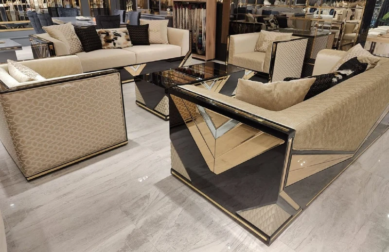 Casa Padrino Luxus Couchtisch Gold / Schwarz - Rechteckiger Massivholz Wohnzimmertisch - Wohnzimmer Möbel - Luxus Möbel - Luxus Einrichtung