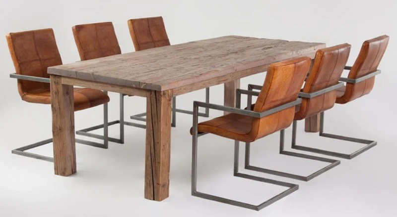 Casa Padrino Landhausstil Esstisch Naturfarben - Verschiedene Größen - Rustikaler Rechteckiger Massivholz Esszimmertisch - Landhausstil Esszimmer Möbel - Rustikale Esszimmer Möbel