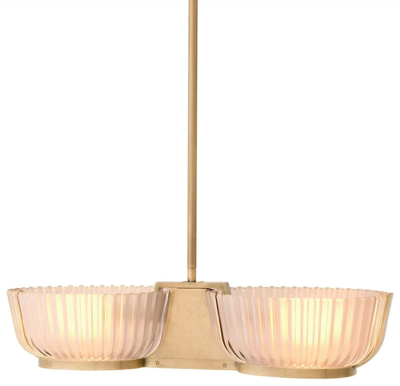 Casa Padrino Luxus Kronleuchter Vintage Messing 67,5 x 24,5 x H. 142,5 cm - Wohnzimmer Kronleuchter - Hotel Kronleuchter - Restaurant Kronleuchter - Luxus Qualität - Luxus Möbel