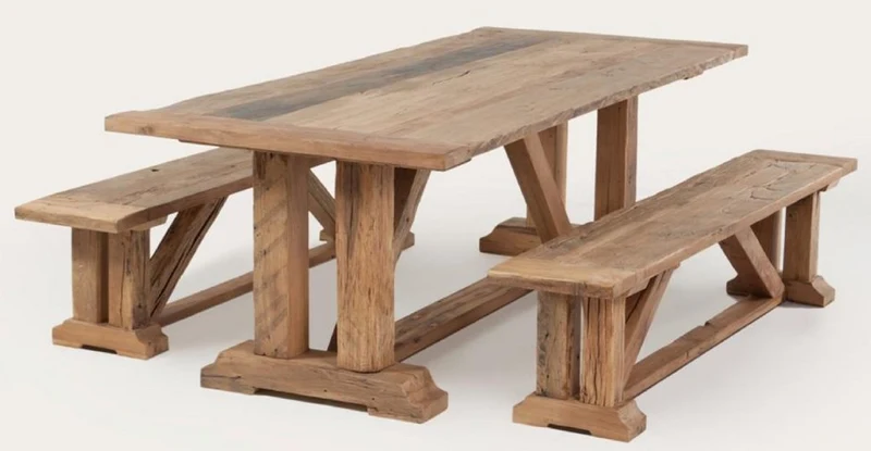Casa Padrino Landhausstil Esstisch Naturfarben - Verschiedene Größen - Rechteckiger Rustikaler Massivholz Küchentisch - Rustikale Massivholz Esszimmer Möbel - Landhausstil Esszimmer Möbel