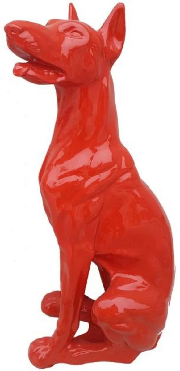 Casa Padrino Luxus Deko Skulptur Hund Dobermann Rot H. 80 cm - Große Deko Figur - XXL Deko Skulptur - XXL Deko Figur - XXL Tierfigur - Wohnzimmer Deko - Garten Deko - Luxus Deko XXL Figuren