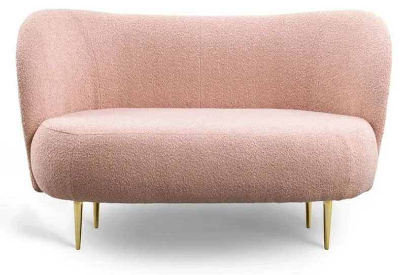 Casa Padrino Luxus Wohnzimmer Set Rosa / Gold - 2 Luxus Sofas mit gebogener Rückenlehne & 2 Luxus Sessel mit gebogener Rückenlehne - Luxus Möbel - Wohnzimmer Möbel - Luxus Einrichtung