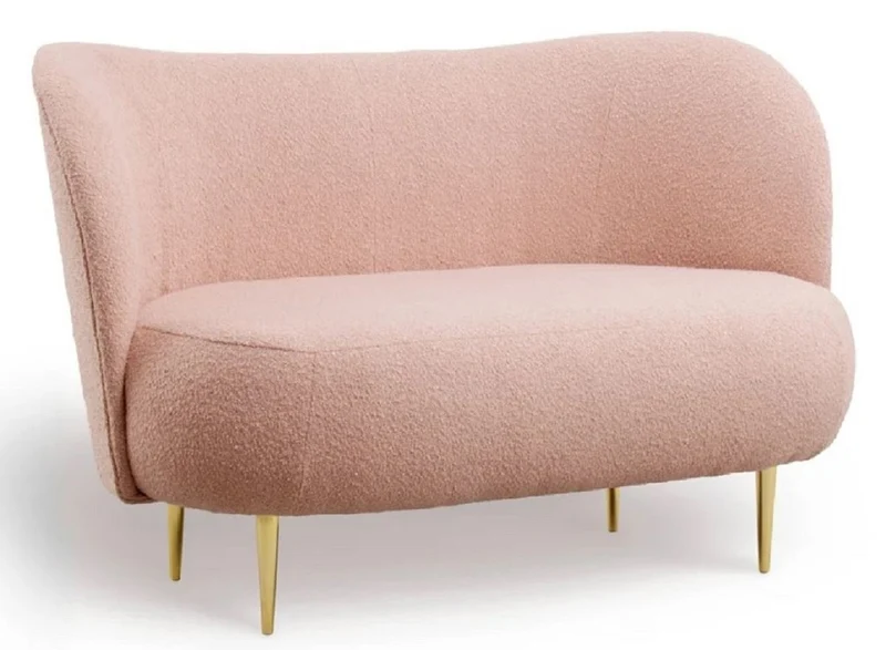 Casa Padrino Luxus Wohnzimmer Set Rosa / Gold - 2 Luxus Sofas mit gebogener Rückenlehne & 2 Luxus Sessel mit gebogener Rückenlehne - Luxus Möbel - Wohnzimmer Möbel - Luxus Einrichtung