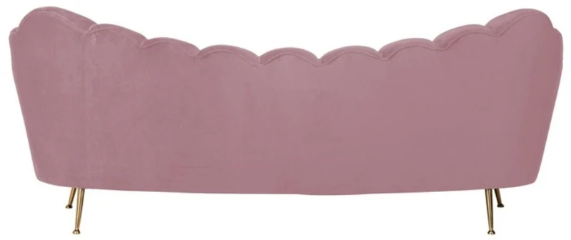 Casa Padrino Luxus Samt Sofa Rosa / Gold 230 x 94 x H. 90 cm - Wohnzimmer Sofa mit edlem Samtstoff - Wohnzimmer Möbel - Luxus Möbel - Wohnzimmer Einrichtung - Luxus Einrichtung