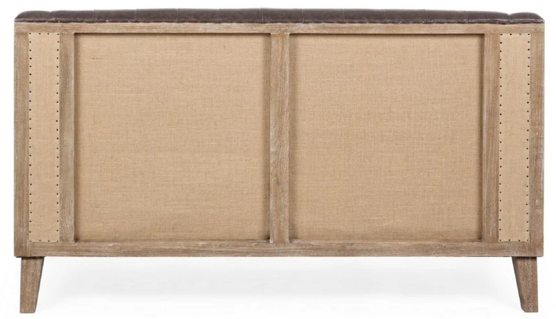 Casa Padrino Luxus Chesterfield Kunstleder Sofa Dunkelbraun / Naturfarben 140 x 85 x H. 85 cm - Wohnzimmer Sofa - Wohnzimmer Möbel - Chesterfield Möbel - Luxus Möbel - Luxus Einrichtung