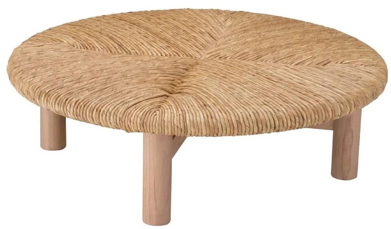 Casa Padrino Luxus Couchtisch Naturfarben Ø 100 x H. 30,5 cm - Runder Wohnzimmertisch - Wohnzimmer Möbel - Luxus Möbel - Luxus Einrichtung