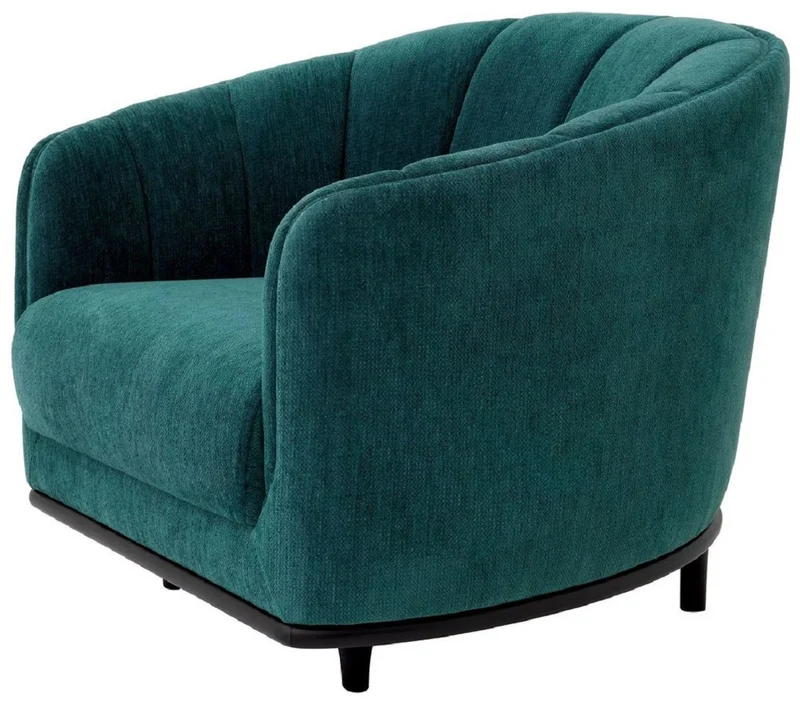 Casa Padrino Luxus Sessel Grün / Schwarz 87 x 86 x H. 74,5 cm - Wohnzimmer Sessel - Hotel Sessel - Wohnzimmer Möbel - Hotel Möbel - Luxus Möbel - Wohnzimmer Einrichtung - Luxus Einrichtung