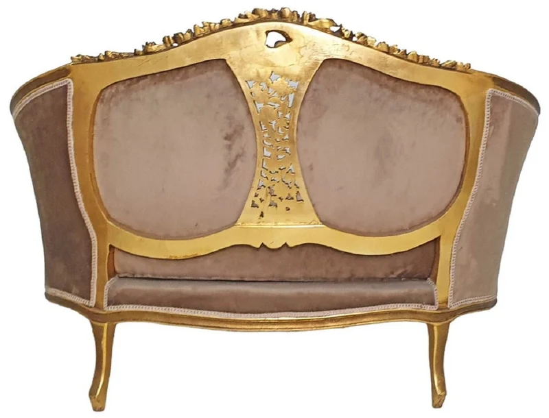 Casa Padrino Barock Sofa Braun / Mehrfarbig / Antik Gold - Prunkvolles Wohnzimmer Sofa im Barockstil - Wohnzimmer Möbel im Barockstil - Barock Möbel - Barock Einrichtung