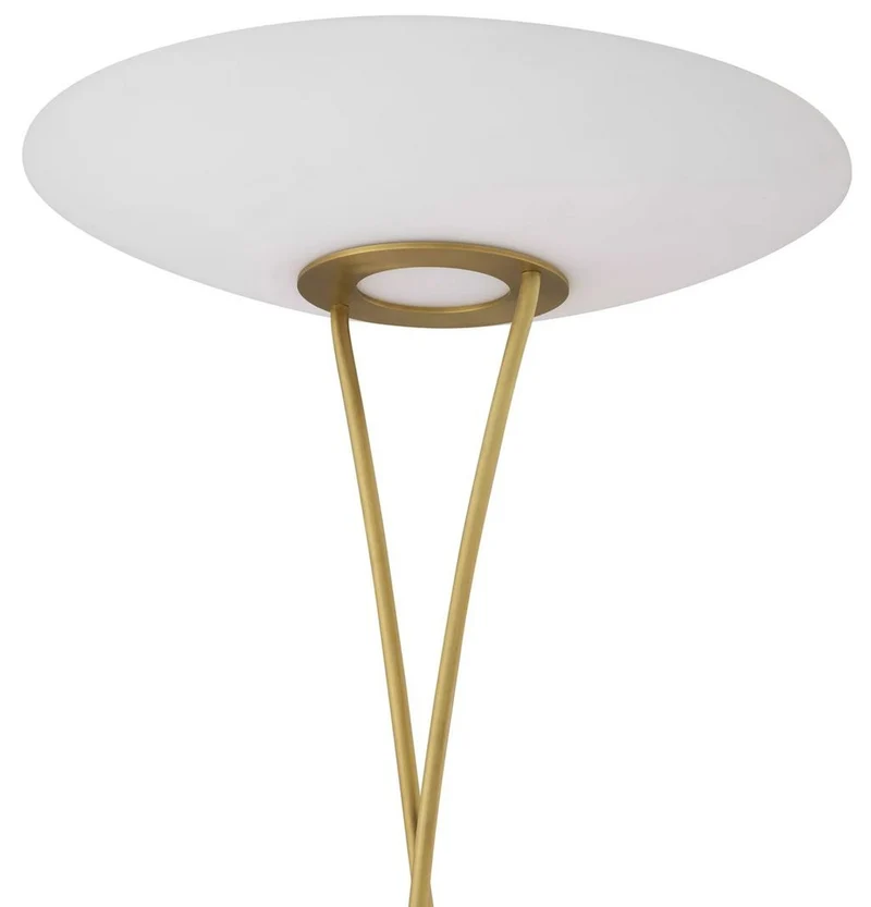 Casa Padrino Luxus Stehleuchte Antik Messing / Weiß Ø 69 x H. 188 cm - Stehleuchte mit rundem Glas Lampenschirm - Luxus Stehleuchten - Luxus Leuchten - Luxus Möbel - Luxus Einrichtung
