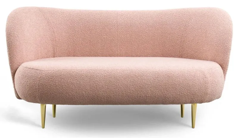 Casa Padrino Luxus 3er Sofa Rosa / Gold 180 x 72 x H. 80 cm - Wohnzimmer Sofa mit gebogener Rückenlehne - Wohnzimmer Möbel - Luxus Möbel - Wohnzimmer Einrichtung - Luxus Einrichtung
