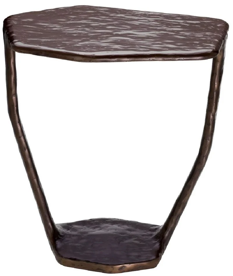 Casa Padrino Luxus Designer Beistelltisch Bronze 48 x 46 x H. 50 cm - Aluminium Tisch - Wohnzimmer Möbel - Luxus Möbel - Luxus Einrichtung - Wohnzimmer Einrichtung