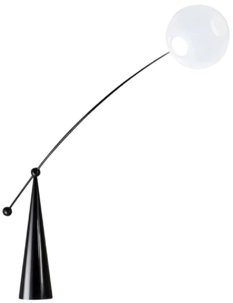 Casa Padrino Luxus Designer Stehleuchte Matt Schwarz 156 x H. 176 cm - Schwenkbare LED Stehlampe - Luxus LED Stehleuchten - Luxus LED Leuchten - Luxus Möbel - Luxus Einrichtung