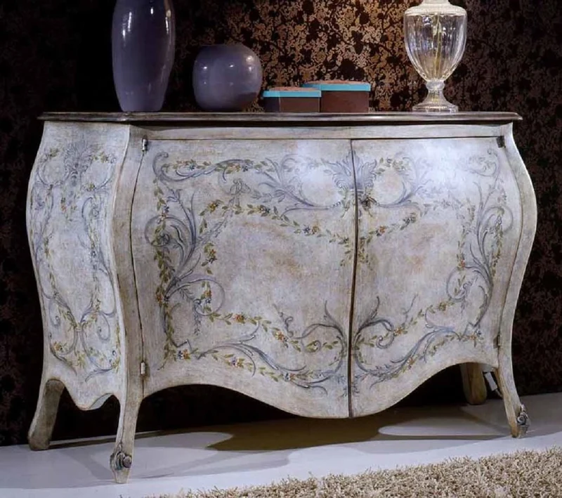 Casa Padrino Luxus Barock Sideboard Mehrfarbig - Handgefertigter Barockstil Schrank mit 2 Türen - Luxus Möbel Möbel im Barockstil - Barock Möbel - Luxus Qualität - Made in Italy