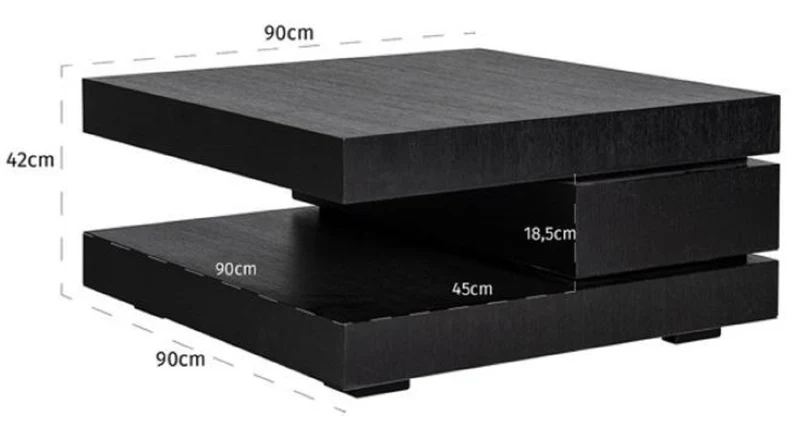 Casa Padrino Luxus Couchtisch Schwarz 90 x 90 x H. 42 cm - Quadratischer Massivholz Wohnzimmertisch - Wohnzimmer Möbel - Luxus Möbel - Luxus Einrichtung