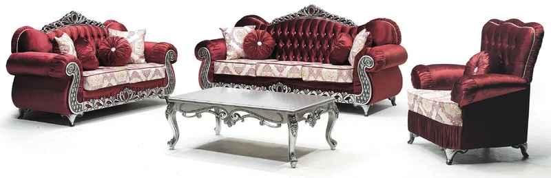 Casa Padrino Luxus Barock Sessel Bordeauxrot / Creme / Silber - Wohnzimmer Sessel mit Muster und Glitzersteinen - Barockstil Wohnzimmer Möbel - Luxus Möbel im Barockstil - Barock Einrichtung
