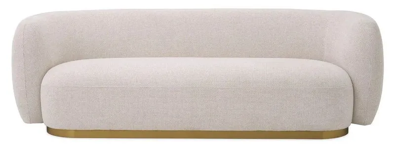 Casa Padrino Luxus Sofa Creme / Messing 223 x 96 x H. 71 cm - Wohnzimmer Sofa - Hotel Sofa - Wohnzimmer Möbel - Hotel Möbel - Luxus Möbel - Luxus Einrichtung - Wohnzimmer Einrichtung