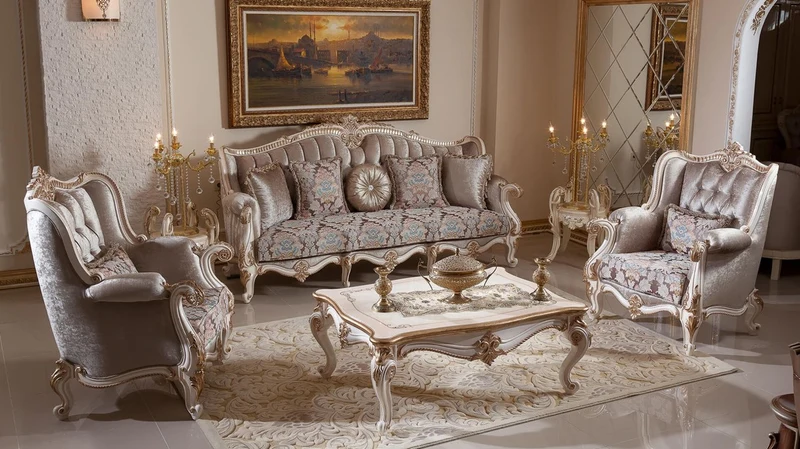 Casa Padrino Luxus Barock Couchtisch Weiß / Beige / Gold - Prunkvoller Wohnzimmertisch im Barockstil - Luxus Wohnzimmer Möbel im Barockstil - Barock Möbel - Barock Wohnzimmer Einrichtung