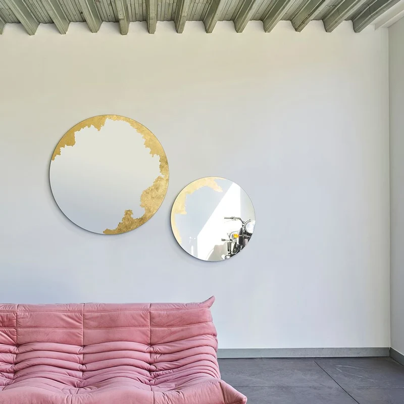 Casa Padrino Luxus Wandspiegel Gold Ø 70 cm - Runder Wohnzimmer Spiegel - Schlafzimmer Spiegel - Garderoben Spiegel - Luxus Möbel - Luxus Interior - Luxus Qualität
